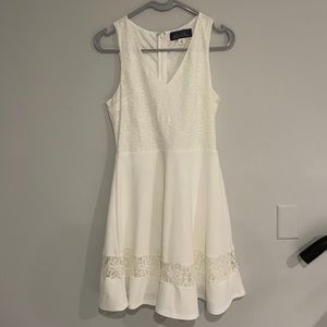 Blue rain all white dress